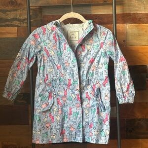 Joules Kids' Blue Animal Print Raincoat (French bulldog print)